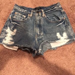 High waisted jean shorts